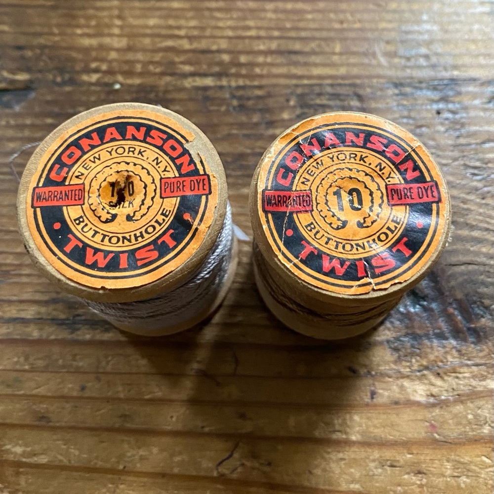 Pair of Vintage 1920’s Connason pure dye Silk thread, 10 ply button hole.